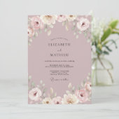 Invitation Mariage Botanique Douce Mauve (Debout devant)