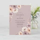 Invitation Mariage Botanique Douce Mauve (Debout devant)