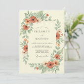 Invitation Mariage Botanique Douce Orange Brûlé (Debout devant)