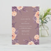 Invitation Mariage Botanique Douce Pêche Mauve (Debout devant)