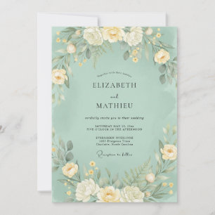 Invitation Mariage Botanique Douce Vert Menthe
