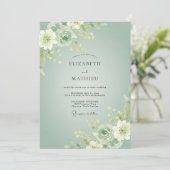 Invitation Mariage Botanique Douce Vert Sauge (Debout devant)