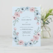 Invitation Mariage Botanique Douceur Ciel Bleu (Debout devant)