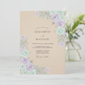 Invitation Mariage Botanique Doux à la Lavande (Debout devant)