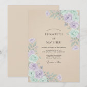 Invitation Mariage Botanique Doux à la Lavande (Devant / Derrière)