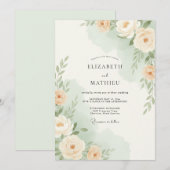 Invitation Mariage botanique doux aux pêches (Devant / Derrière)