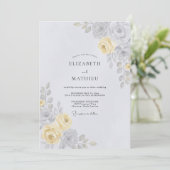 Invitation Mariage Botanique Doux Jaune Pâle (Debout devant)