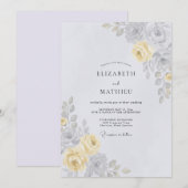 Invitation Mariage Botanique Doux Jaune Pâle (Devant / Derrière)