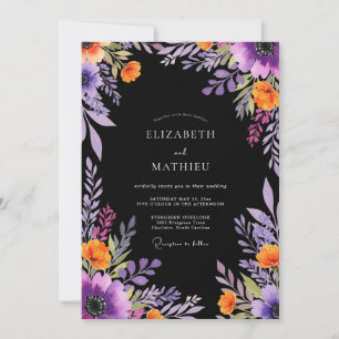 Invitation Mariage Botanique Dramatique Noir