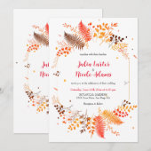 Invitation Mariage botanique du champignon de la fougère sauv (Devant / Derrière)