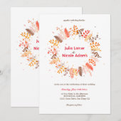 Invitation Mariage botanique du champignon de la fougère sauv (Devant / Derrière)