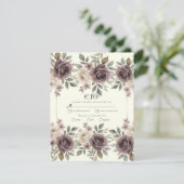Invitation Mariage botanique Dusty Mauve & Ivoire en fleurs R (Debout devant)