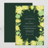 Invitation Mariage Botanique Éblouissant de Vert Forêt (Devant / Derrière)