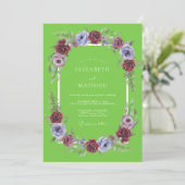 Invitation Mariage Botanique Éclatant Vert Citron (Debout devant)