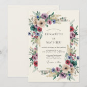 Invitation Mariage Botanique Éclectique Bourgogne (Devant / Derrière)