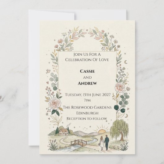 Invitation Mariage Botanique Écossais (Devant)