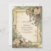 Invitation Mariage botanique élégant Art Nouveau (Devant)