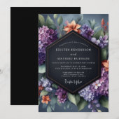 Invitation Mariage Botanique Élégant au Prune (Devant / Derrière)