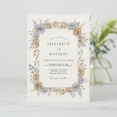 Invitation Mariage Botanique Élégant Bronze (Debout devant)