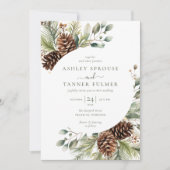 Invitation Mariage botanique élégant de verdure hivernale (Devant)