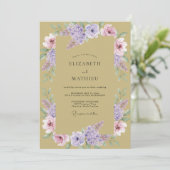 Invitation Mariage Botanique Élégant Doré (Debout devant)