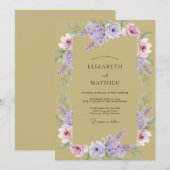 Invitation Mariage Botanique Élégant Doré (Devant / Derrière)
