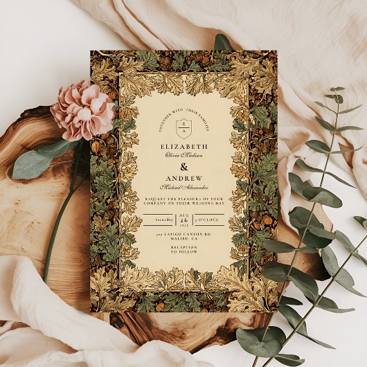 Invitation Mariage Botanique Élégant en Forêt