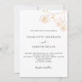 Invitation Mariage botanique élégant et floral or blanc (Devant)