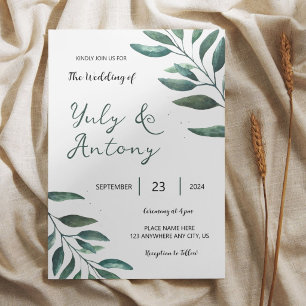 Invitation Mariage Botanique Élégant et Minimaliste avec de l