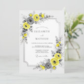 Invitation Mariage Botanique Élégant Jaune (Debout devant)