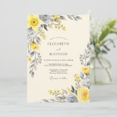 Invitation Mariage Botanique Élégant Jaune (Debout devant)