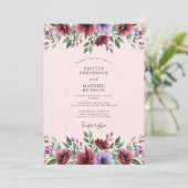 Invitation Mariage Botanique Élégant Marron (Debout devant)