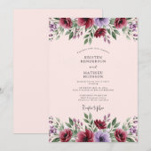 Invitation Mariage Botanique Élégant Marron (Devant / Derrière)