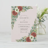 Invitation Mariage Botanique Élégant Rose Poussiéreux (Debout devant)