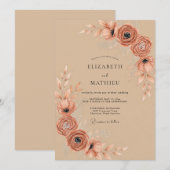 Invitation Mariage Botanique Élégant Sienne (Devant / Derrière)