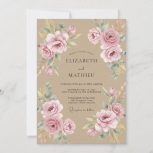 Invitation Mariage Botanique Élégant sur Sable