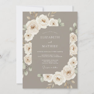 Invitation Mariage Botanique Élégant Taupe