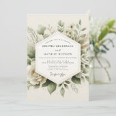 Invitation Mariage Botanique Élegant Vert Sauge (Debout devant)