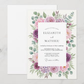 Invitation Mariage Botanique Élégant Violet (Devant / Derrière)