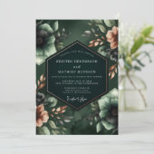 Invitation Mariage Botanique Émeraude Opulent (Debout devant)