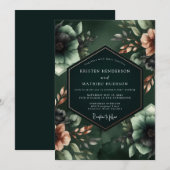Invitation Mariage Botanique Émeraude Opulent (Devant / Derrière)