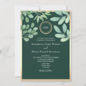 Invitation Mariage Botanique Émeraude Vert (Devant)