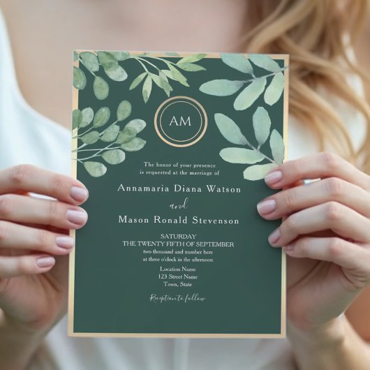Invitation Mariage Botanique Émeraude Vert