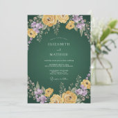 Invitation Mariage Botanique Émeraude Vert Gras (Debout devant)