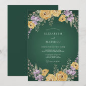 Invitation Mariage Botanique Émeraude Vert Gras (Devant / Derrière)