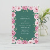 Invitation Mariage Botanique Émeraude Vert Peint (Debout devant)