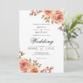 Invitation Mariage botanique en fleur de corail de Peachy (Debout devant)
