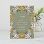 Invitation Mariage Botanique Enchanté Vert Sauge (Debout devant)
