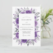 Invitation Mariage Botanique Enchanté Violet (Debout devant)