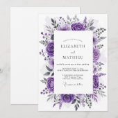 Invitation Mariage Botanique Enchanté Violet (Devant / Derrière)